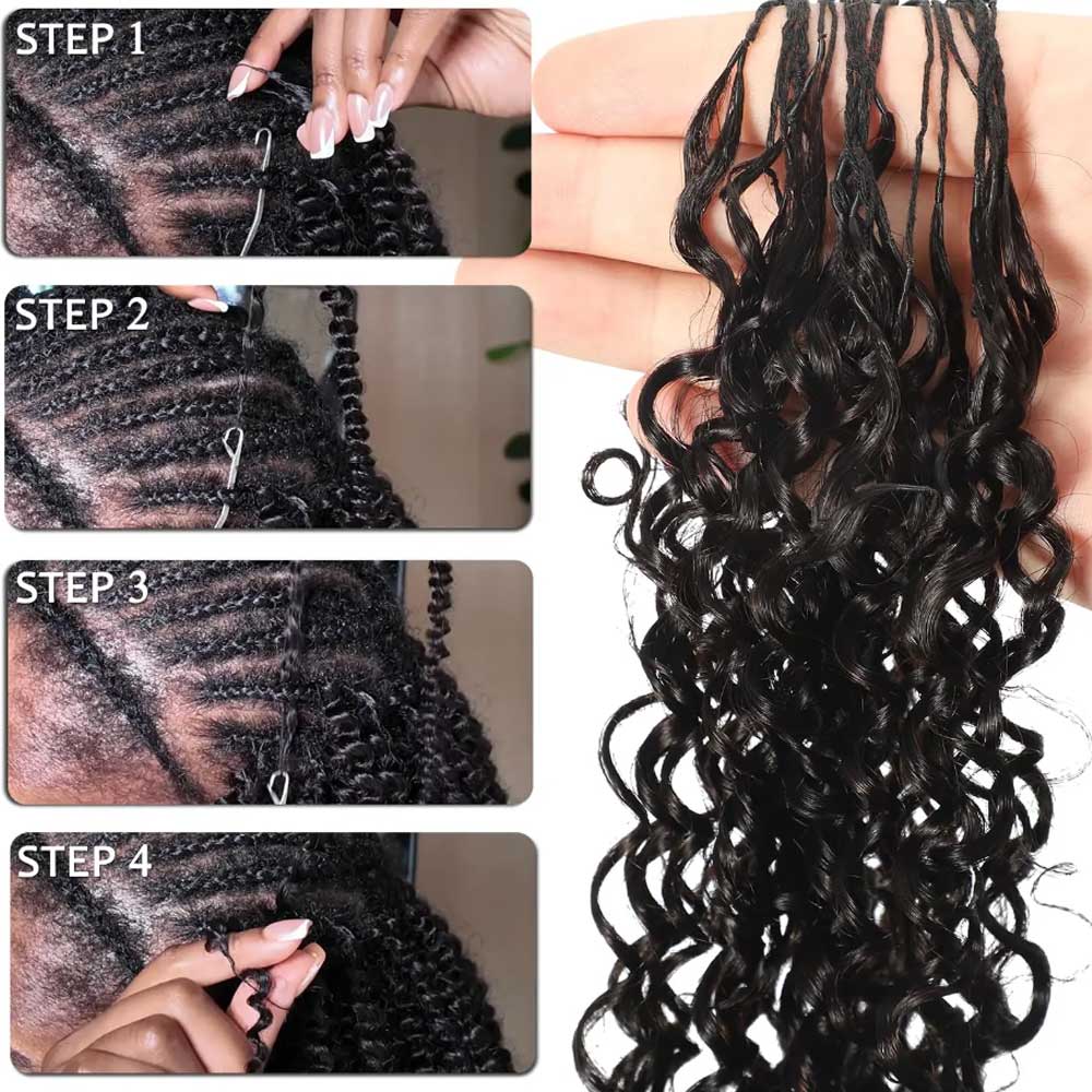 Premium Kinky Curly Human Hair Braids, Natural Black Deep Wave Crochet Hair, Small Spirals Feather Extensions for Female with Natural Look #SummerWins #DealsForYouDays, Crochet Hair Human Hair, Long