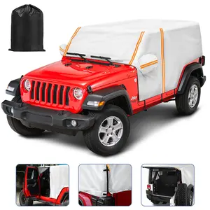 [LED FACTORY MART] Waterproof Cab Cover for Jeep Wrangler JK/JL 4-Door (2007–2024), 210D Oxford, Windproof Fit, Side Zippers