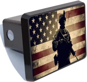 2 Inch Hitch Covers for Trucks, American Flag Receiver Plastic Hitch Covers, Patriotic Flag Plug Black Plastic with White Gloss Aluminum Heavy Towing Hitch Covers for Truck Accessories licenseplateflipper