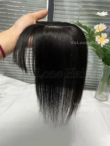 5X9 Real Human Hair Topper Wigs with bang for women, Natural black, Straight Hair, Increase hair volume & Volume Enhancement & Covering white hair, Enhance temperament, Suitable for various occasions, Versatile Use