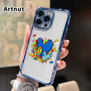 Compatible with iPhone 17 16 Pro Max 15 Plus 14 13 12 11 E Air Puzzle - Heart Symphony Pattern Phone Case Featuring Strengthened Four Corners Soft Back for Drop Protection