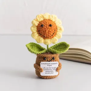 1pc Handmade Crochet Sunflower Doll, Emotional Support Plant, Cute Dorm & Desktop Decor, Aesthetic Room Ornament, Inspirational Floral Gift for Mom, Friends | Perfect Mother's Day, Back to School, Easter Holiday Gift, Cozy Window Sill Desk Buddy