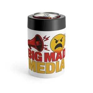 Big Mad Media Can Holder - Funny Drink Insulator for Parties, BBQs, Tailgating, Gifts for Media Lovers, Fun Beverage Koozie Drinkware Steel