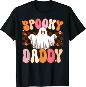 Spooky Daddy Halloween Dad Ghost Costume Retro Groovy T-Shirt - Jaredsab Shop 72B0CJ37PXPL
