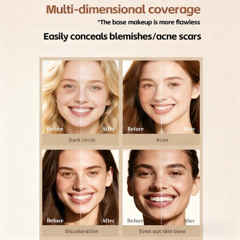 Color‑changing sunscreen foundation; matte, waterproof finish; lightweight, smooth texture; buildable coverage for contouring and concealing imperfections; warm‑toned color‑changing foundation that brightens the complexion; long‑lasting wear; can cover da