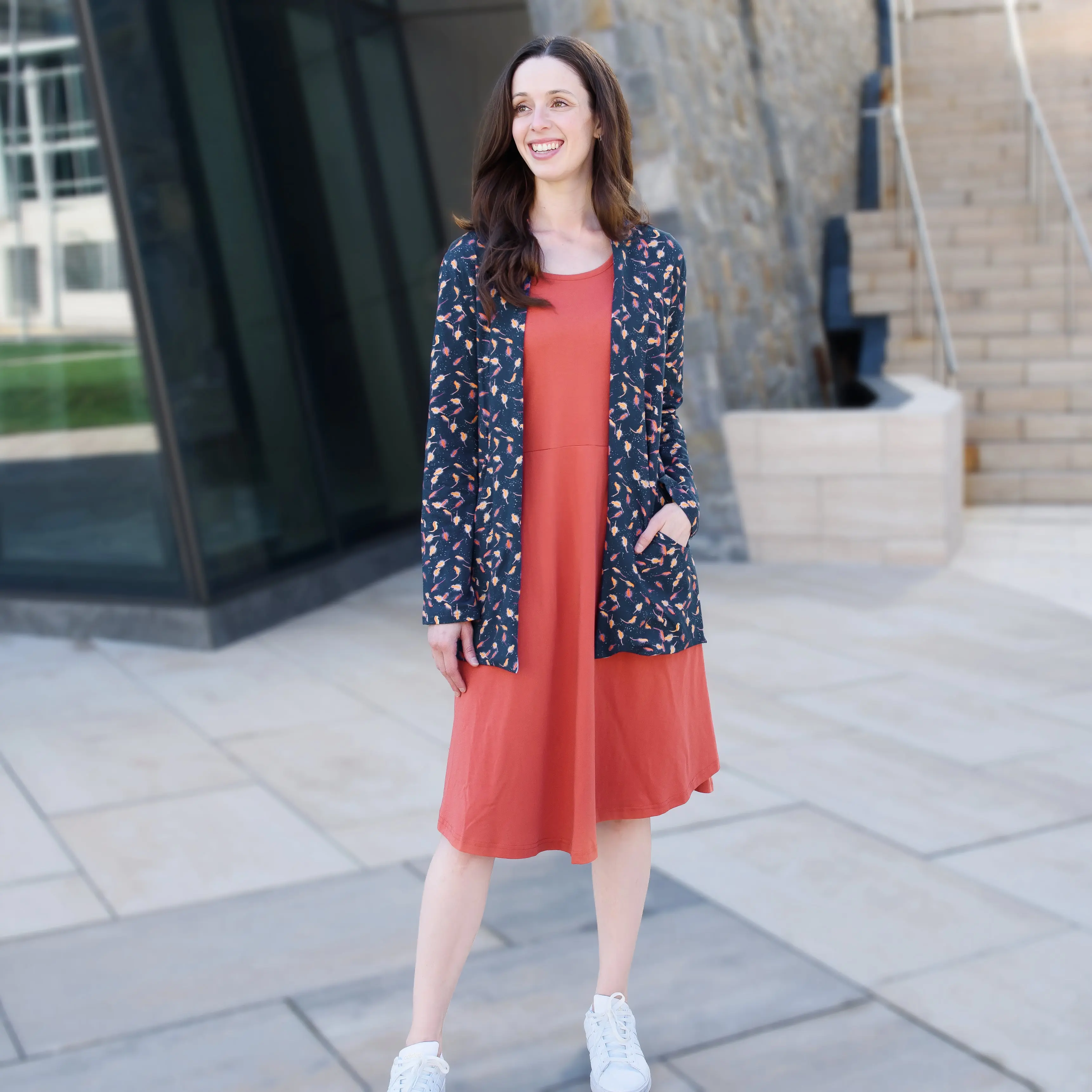 Brine Shrimp Printed Cardigan with Pockets