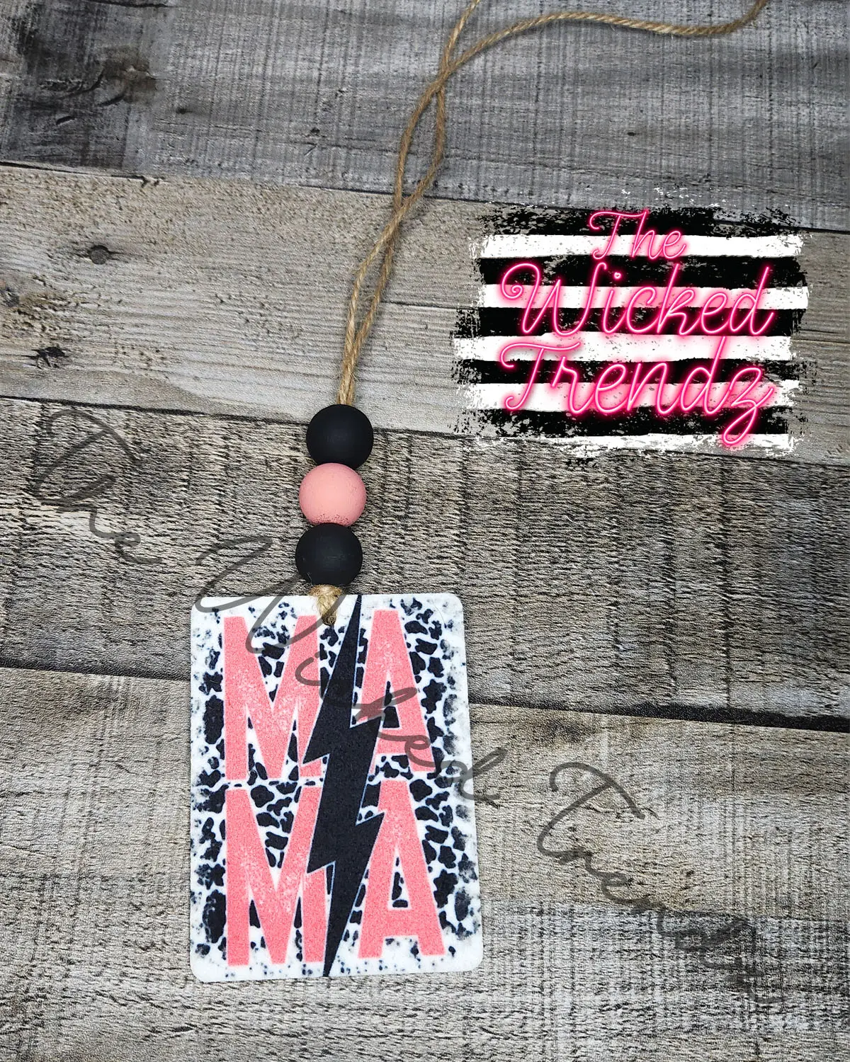 Mama Mom Cheetah Print Lightning Bolt Car Hanging Scented Car Air Freshener Freshie Cute Car Accessories Decor Car Charm Girl Car Items