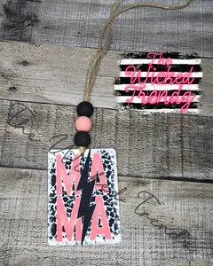 Mama Mom Cheetah Print Lightning Bolt Car Hanging Scented Car Air Freshener Freshie Cute Car Accessories Decor Car Charm Girl Car Items