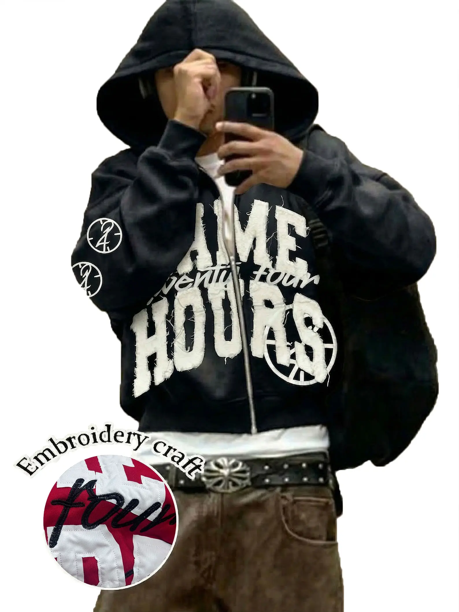 トップス archive grunge denim Parka y2k hoodie Y2k grunge zip ups - TikTok Shop