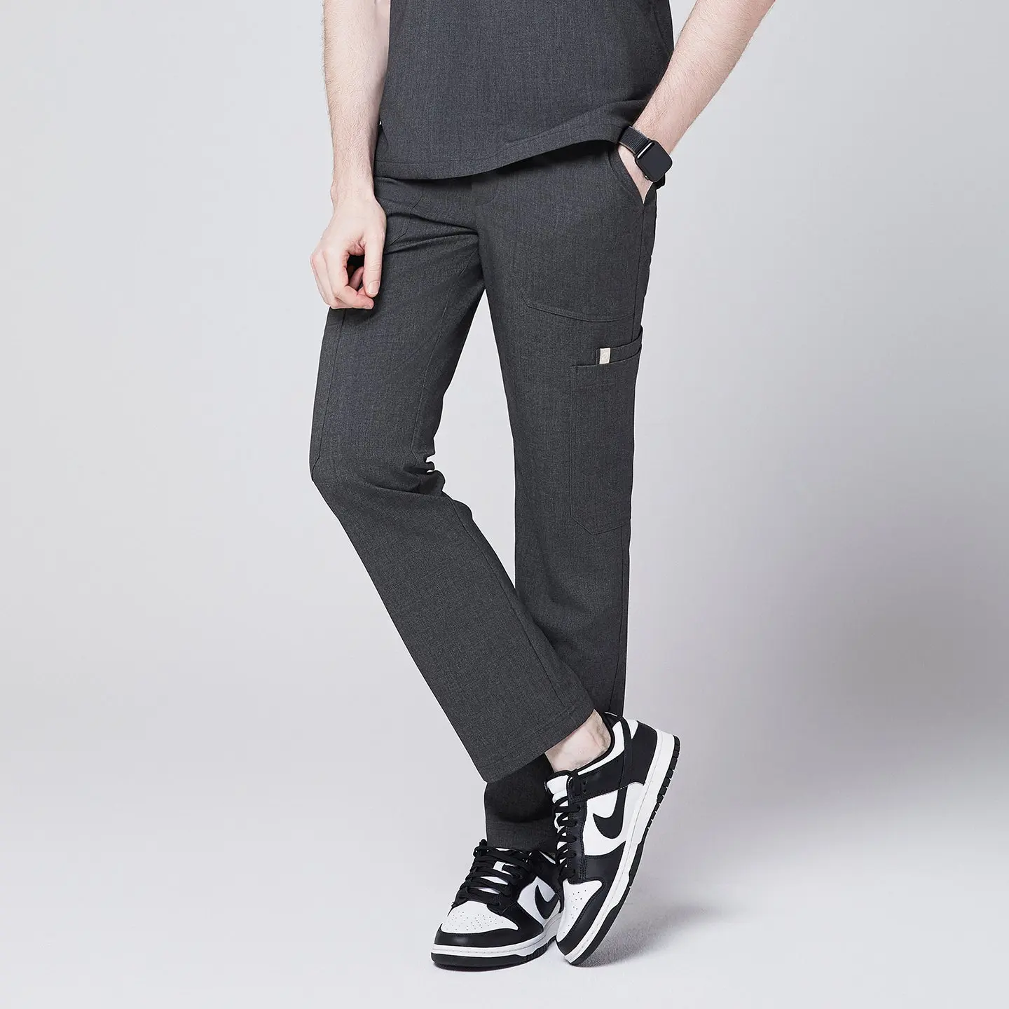Zenir | Men's 8-Pocket Straight Scrub Pants - Charcoal Gray