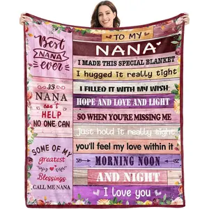 Givetoyou Nana Gifts Blanket,Nana Birthday Gifts,Gifts for Nana from Grandchildren Granddaughter,Xmas Gifts for Nana Grandma,Nana Gifts from Grandkids,Best Nana Ever Gifts Throw Blanket Flannel Cozy Blanket 60inx50in