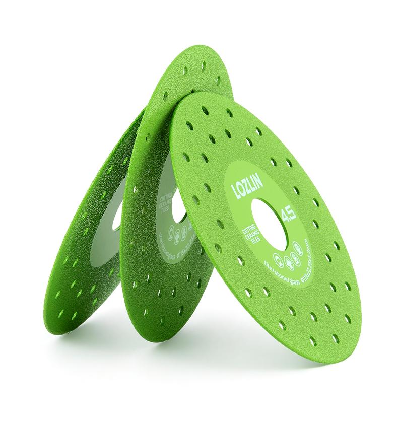 LOZLIN 1PCS/3PCS 115mm Diamond Saw Blades For Cutting And Grinding Tile And Marble,Ceramic, 45 Degree Chamfered Cutting Disc Porous Design, Angle Grinder Tools,father'sdaygifts