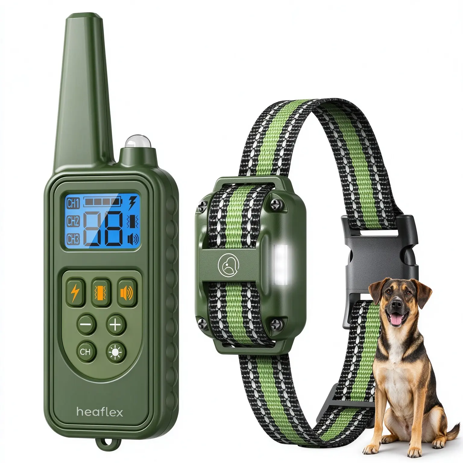 Rechargeable Waterproof Dog Training Collar with Remote, Adjustable Nylon Strap for 5-120 lbs Dogs (Outdoor Use)