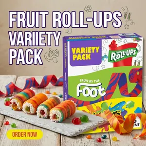 Fruit Flavor Snack Variety Pack, Chewy Rolled Candy Sheets Filled Bites and Stretchy Fruit Snacks, Individually Wrapped Lunchbox Treats, 16 Pouch Assortment