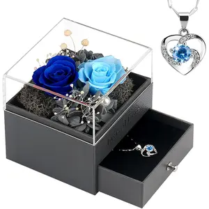 Preserved Rose,Birthday Gifts for Women Mom Girlfriend,Gifts for Mom Grandma Wife Daughter Sister, Boxes with Necklace