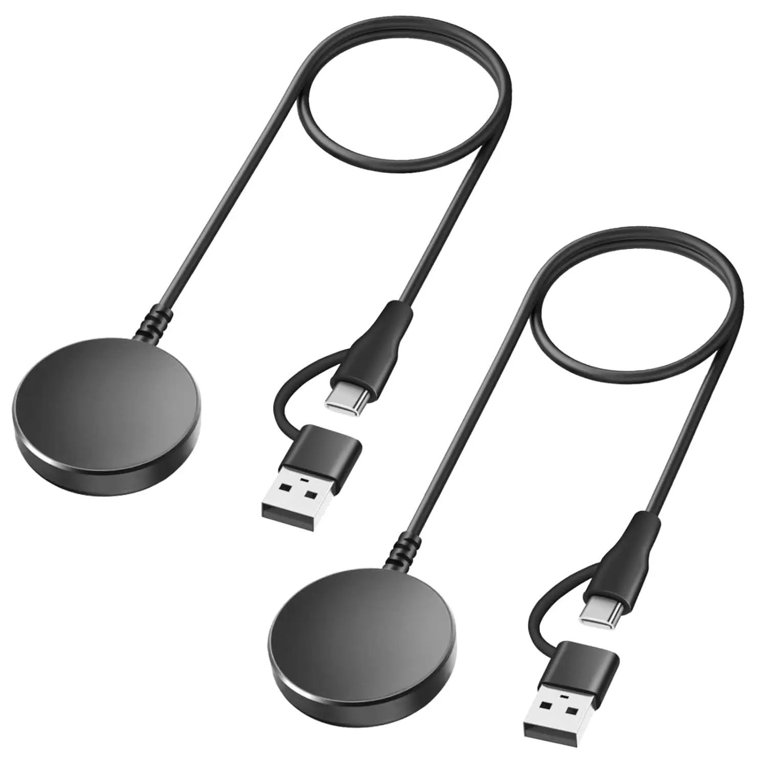 Upgraded 2 in 1 USB C/A Charger for Samsung Galaxy Watch 7/6/5/4/3/Active/Ultra, Fast Charging 3.4Ft, 2Pack, Accessories, Smart Watch, Wearable, Smartwatch Accessories
