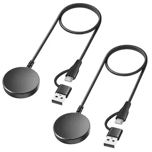 Upgraded 2 in 1 USB C/A Charger for Samsung Galaxy Watch 7/6/5/4/3/Active/Ultra, Fast Charging 3.4Ft, 2Pack