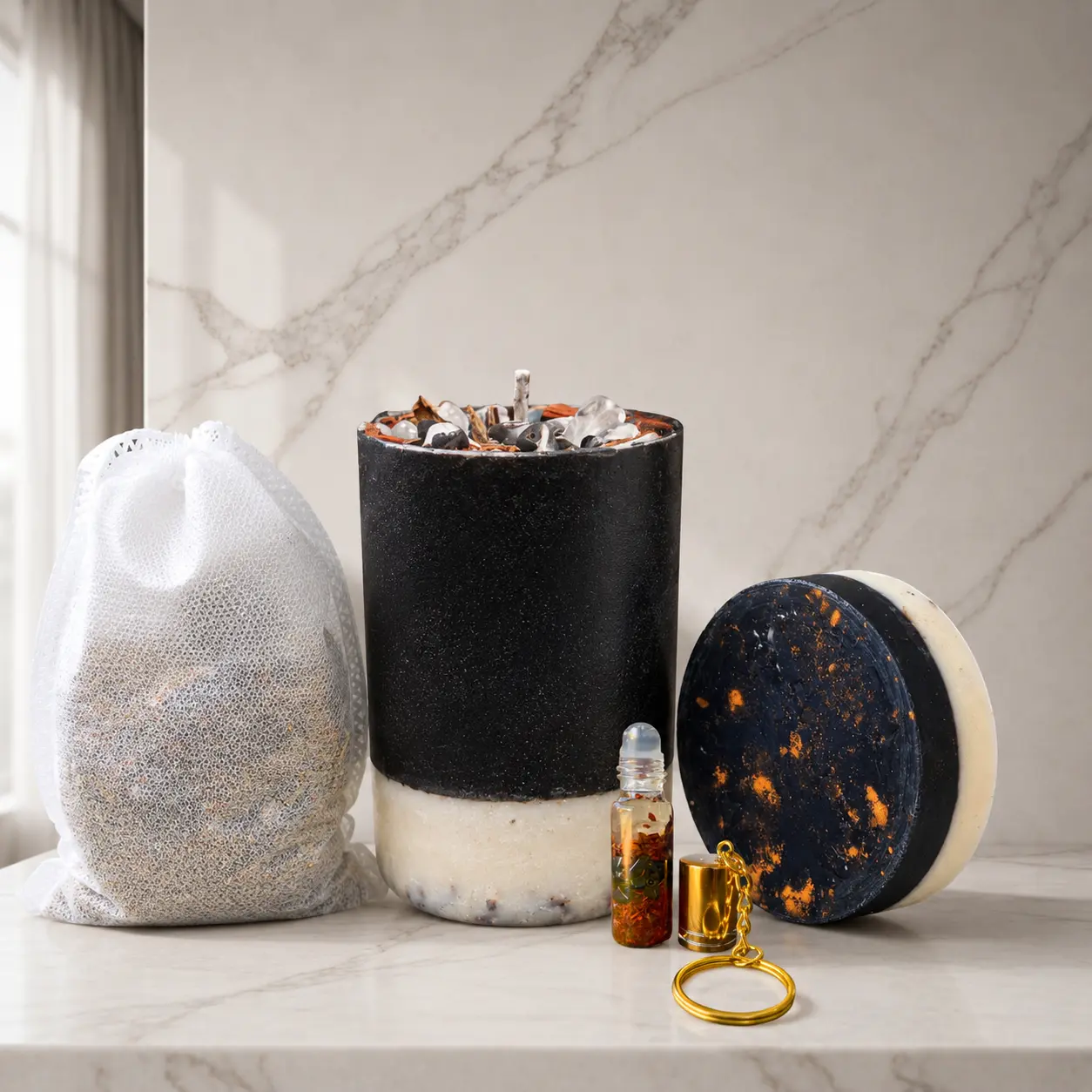 Protection Ultimate Ritual | Protect Me Soap, Candle, Bath Bag & Keychain Set