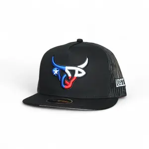 Lost Calf Texas Bull Flat Bill Trucker Hat