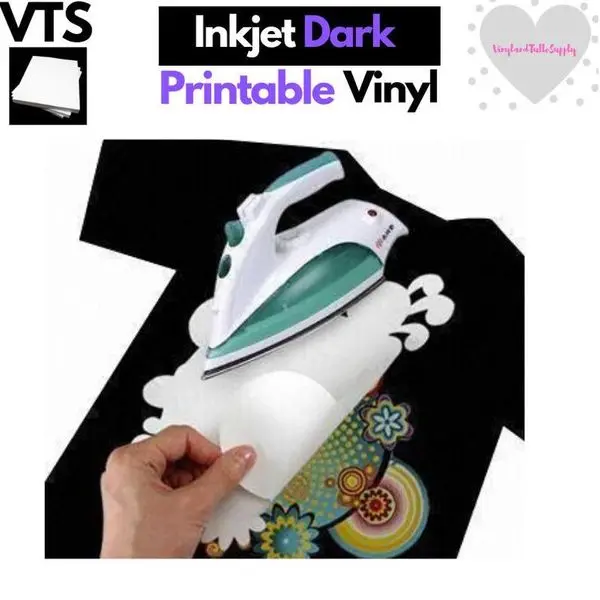 VTS Dark Fabric Inkjet Iron-On Printable Vinyl, 8.5x11 in 100-Pack, Medium-Heavy High Opacity Cricut Customized Craft Vinyl, Easy to Cut & Weed, Inkjet Printer-Compatible, DIY Supply for T-Shirts, Denim, Sweatshirts