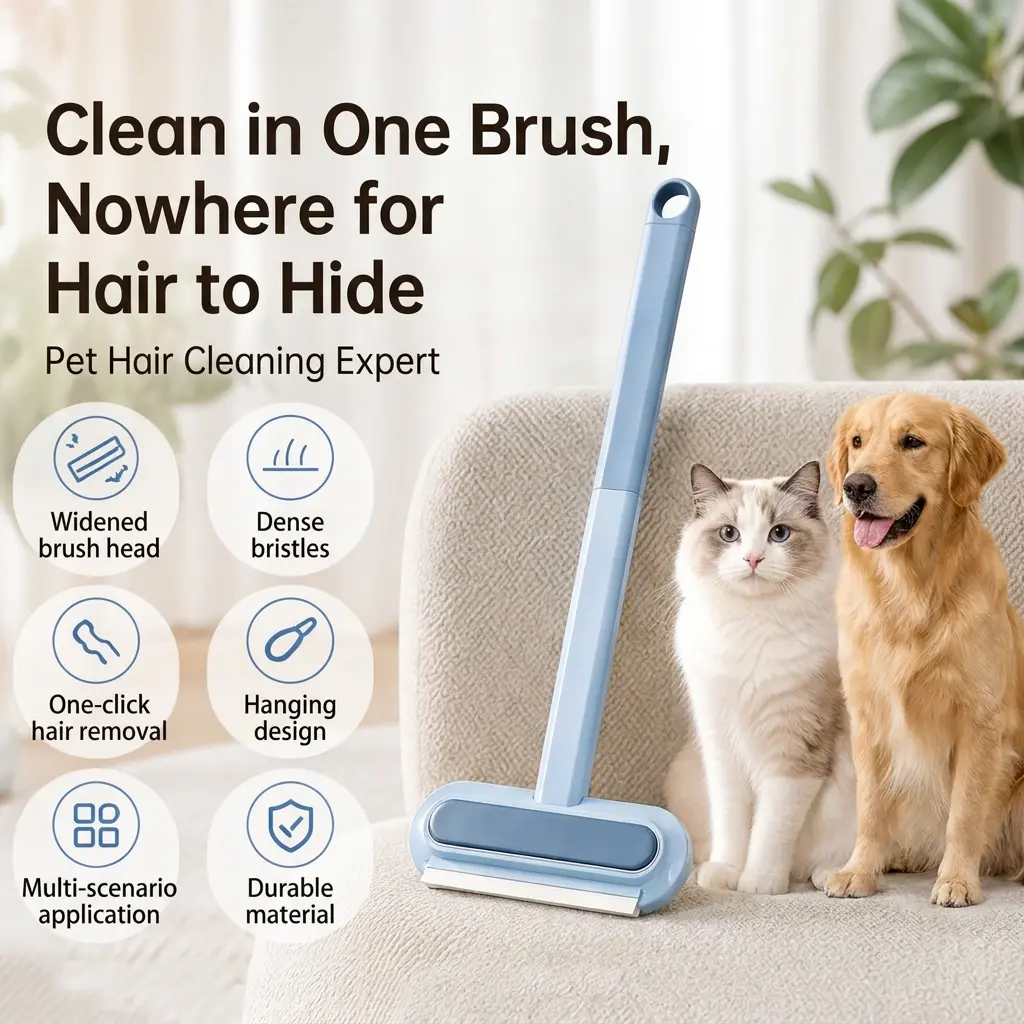 Pet Hair Removal Brush for Dogs & Cats, Widened Head, Dense Bristles, 1-Click Hair Release, Hanging Design, Durable Material, Multi-Scenario Grooming Tool uproot