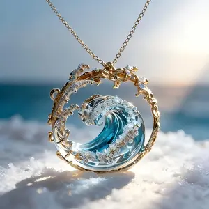 "Ocean Vows" Necklace Pendant, Elegant-Sensual Style Sports & Outdoor Protective Accessory, 2.39g Total Weight, Ideal for Daily Wear, Holiday Gifting, Gifts for Couples