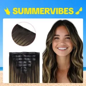 GOOGOO Invisi Edge Injected Seamless Clip in Human Hair Extensions Invisible Natural Straight#Summervibes