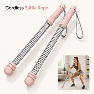 Cordless Battle Rope Trainer for Home Workouts, Portable Arm Exercise Rope with Weighted Handles, Small Space Cardio Fitness Equipment