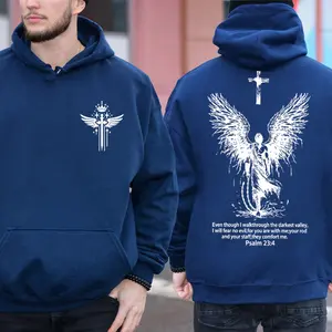 Psalm 23:4 Hoodie, Two Sided Bible Verse Graphic Pullover, Unisex Oversized Faith Hoodie, Casual Religious Streetwear Church Gift Top