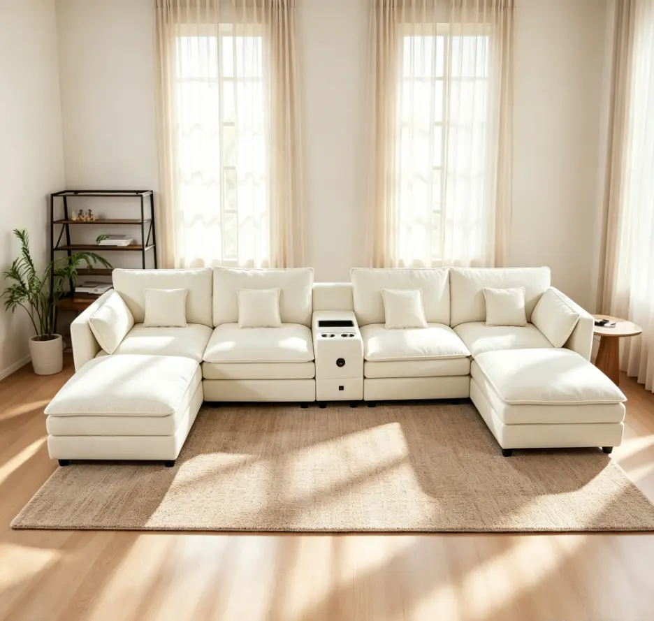 【3 or 4 packages】Modular L-Shaped Sectional Sofa with Reversible Chaise, USB Port, Storage Drawer, Flip-Top Cup Holder Console, Arm Pockets & Detachable Cushions