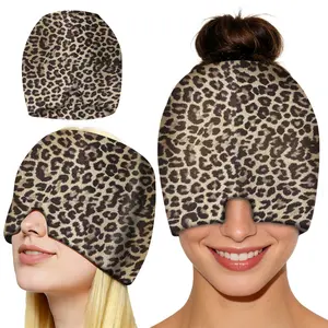 Leopard Print Hot Cold Gel Cap for Migraine Relief Soothing Discomfort & Sleep  Adjustable Lightweight Reusable Sleeping Eye Mask for Relaxing Therapy