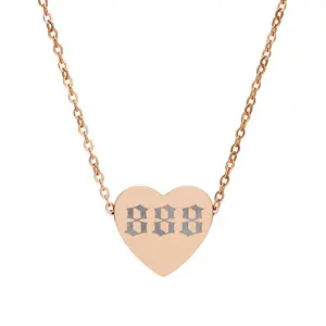 888 Angel Number Heart Necklace – Abundance & Power Necklace in 4 Luxe Finishes