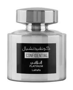 Lattafa Confidential Platinum for Men - 3.3 oz EDP Spray Regular Edition with Oud Amber & Warm Spices for Evening Wear Arabian Perfume Oil Aromatic Amberwood