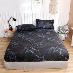 Star Printed Bedding Set, 3 Counts/set Including 1 Count Fitted Sheet & 2 Counts Pillowcase without Filler, Soft Breathable Bedding Set for Home Bedroom, Bed Sheet Sets