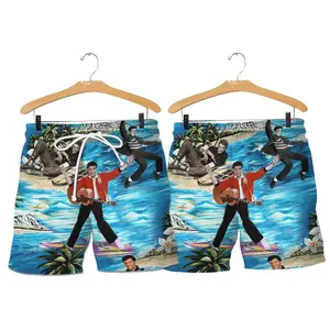 Elvis Santa Tropical Hawaiian Shirt Festive Rock Music Aloha Button Up Christmas Gift, Retro Elvis Christmas Beach Hawaiian Shirt Holiday Palm Tree Button Up Gift For Him