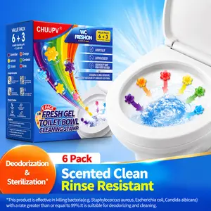 Floral Toilet Gel Cleaner Set, 6 Toilet Gels + 3 Applicators, Up to 108 Flushes, Long-Lasting Bathroom Deodorizer & Toilet Freshener
