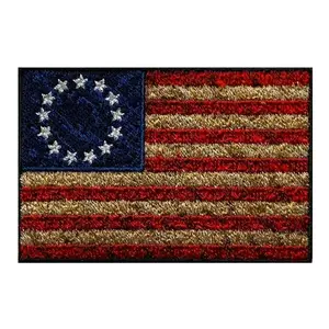 Betsy Ross Distressed USA American Flag Patch (Iron on Sew on -3.0 X 2.0 -BD4)