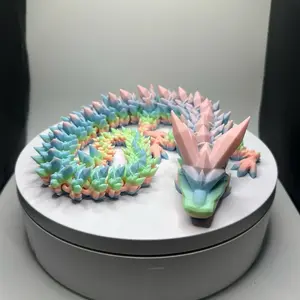 24” Single Color Crystal Dragon – Articulated 3D Printed Fantasy Figurine with Unique Design and Colorful Accents