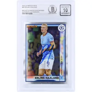 Erling Haaland Manchester City Autographed 2022-23 Topps Merlin UEFA #92 Beckett Fanatics Witnessed Authenticated 10 Card - Fanatics Authentic Certified