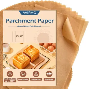 Unbleached Parchment Paper Baking Sheets, 9x13IN Precut Non-Stick Parchment Paper for Baking, Grilling, Air Fryer, Steaming-70 Sheets Unbleached Parchment Sheets for Bread Cup Cake Cookie And More