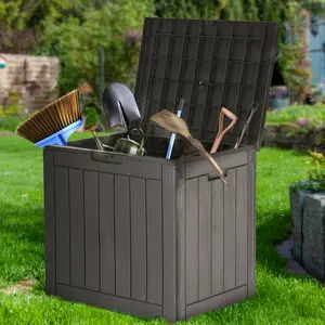 31 Gallon Deck Box, Lockable Outdoor Storage Box for Indoor and Outdoor Use, Waterproof Resin Package Delivery Box For Patio, Garden,Porch