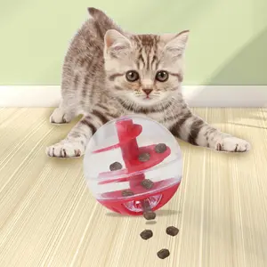 Interactive Slow Feeder Cat Dog Toy with Automatic Ball Dispenser, Leak-Proof Design, Easy Fill, Durable Plastic, Indoor Outdoor Use