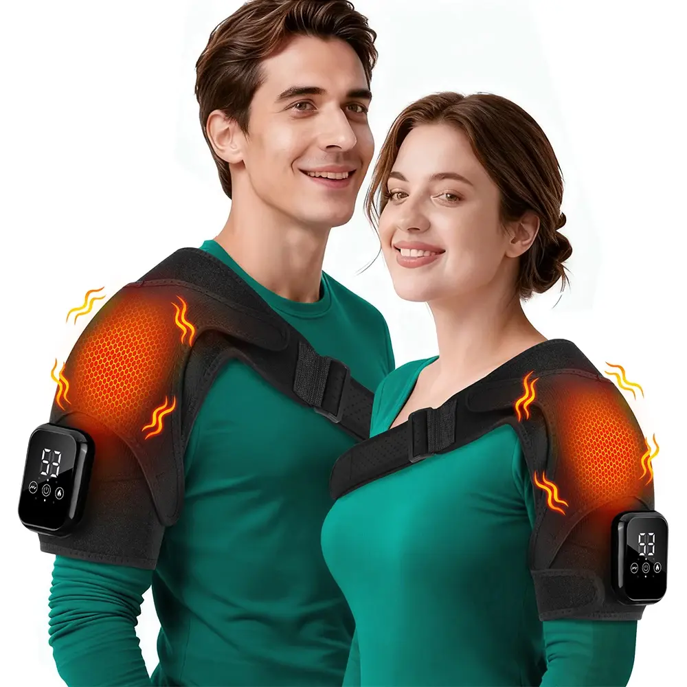 1pc Cordless Heated Shoulder Heating Pad & Massager with Adjustable Strap - 2000mAh USB Rechargeable Dual Zone 1pc Cordless Heated Shoulder Heating Pad & Massager with Adjustable Strap - 2000mAh USB Rechargeable Dual Zone