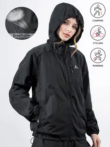 Women's Summer Lightweight Breathable Sun Protection Jacket, Fashion Hooded Thin Outdoor Sports Jacket, Women's Athletic Wear