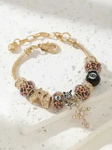 1pc Women 8 Ball Charm Bracelet, Star & Cross Charm Bracelet, Leopard Print & Minimalist Charm Bracelet, Adjustable Couple Braceletxhj, Bracelet With Charms