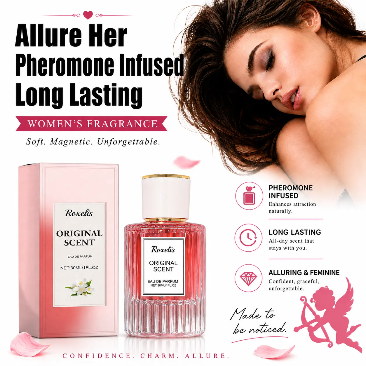 Roxelis Women's Jasmine Pheromones Perfume - Soft, Long-Lasting Scent, Exudes Elegant Feminine Charm, Pheromones Perfume Women