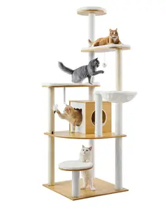 VEVOR Large Cat Tree 68.9" Tall Cat Tower Multi-level Cat Condo Indoor Play House