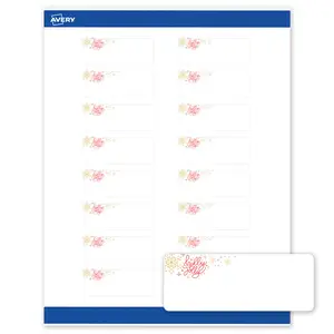 Avery® Printable Christmas Address Labels with Sure Feed® Technology, Rectangle, 1" x 2-5/8", Pre-Printed Holly Jolly Metallic Sparkles Design, Matte White, Laser & Inkjet Compatible, 160 Total