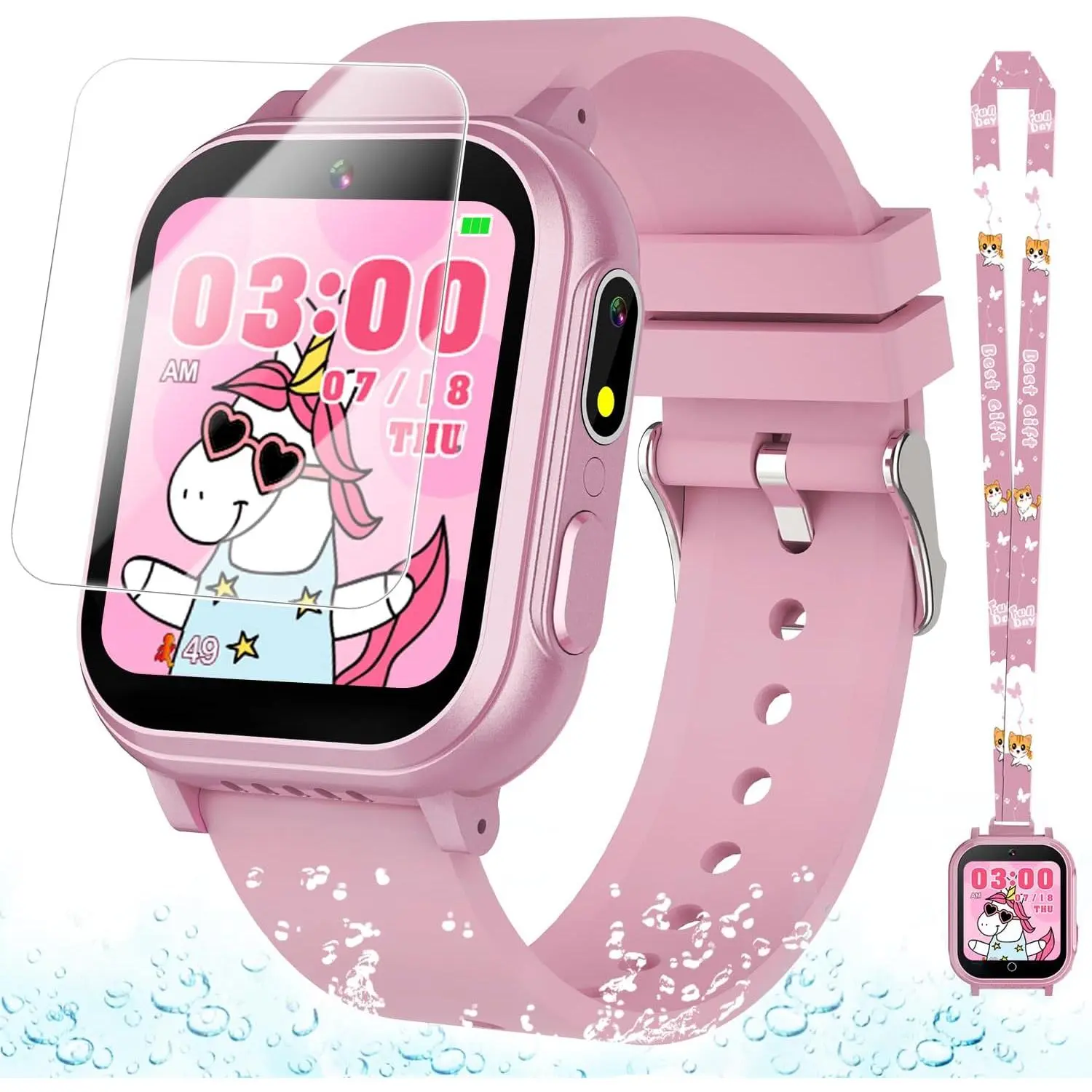 Kids' Smart Watch for Girls (5-12) - 32GB, Dual Camera, Habit Tracker, Music Player, Video Recorder, Touchscreen Clock, Lanyard, Parental Control, USB Cable, Puzzle Game, Festival & Birthday Toy