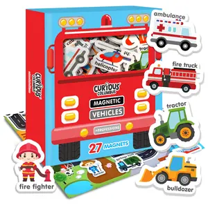 Curious Columbus Vehicle Magnets for Toddlers 1-3 Year Olds - 27 Fun Baby and Toddler Safe Foam Magnets for Curious Kids - Perfect Gift for Early Language Development